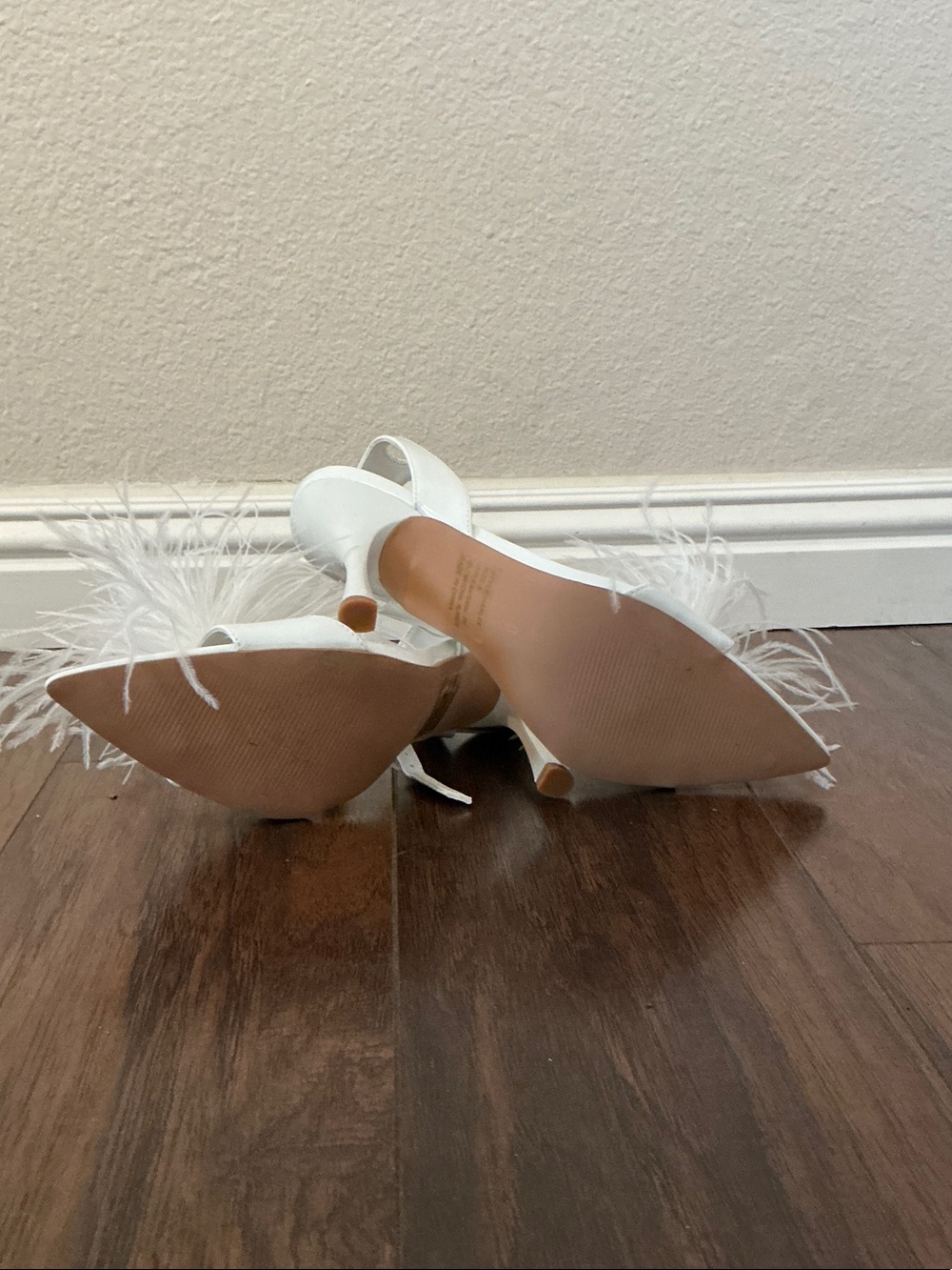 Lulu's White Feather Detail Slingback Stiletto Heels - Picture 4 of 8